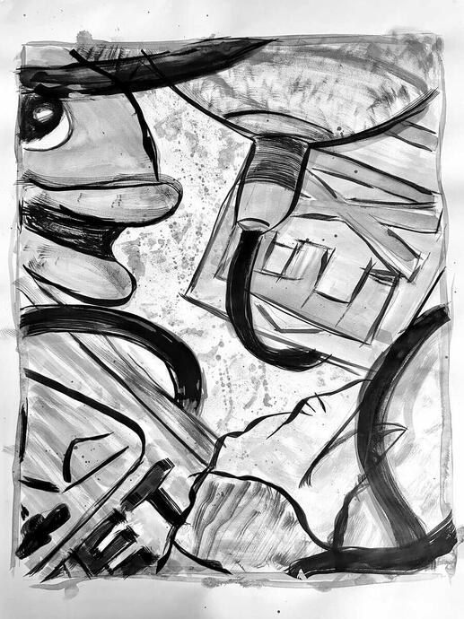 ink spill - 18x24; ink on paper; assignment