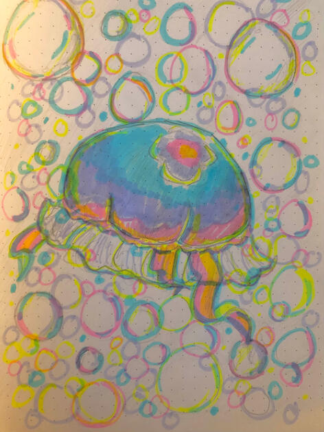 floating - highlighters on paper