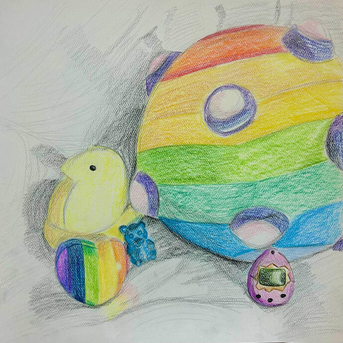 wonder - 11x11; colored pencil on paper; assignment