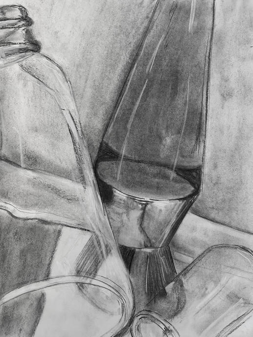 transparent - 11x14; charcoal and pastel on paper; assignment